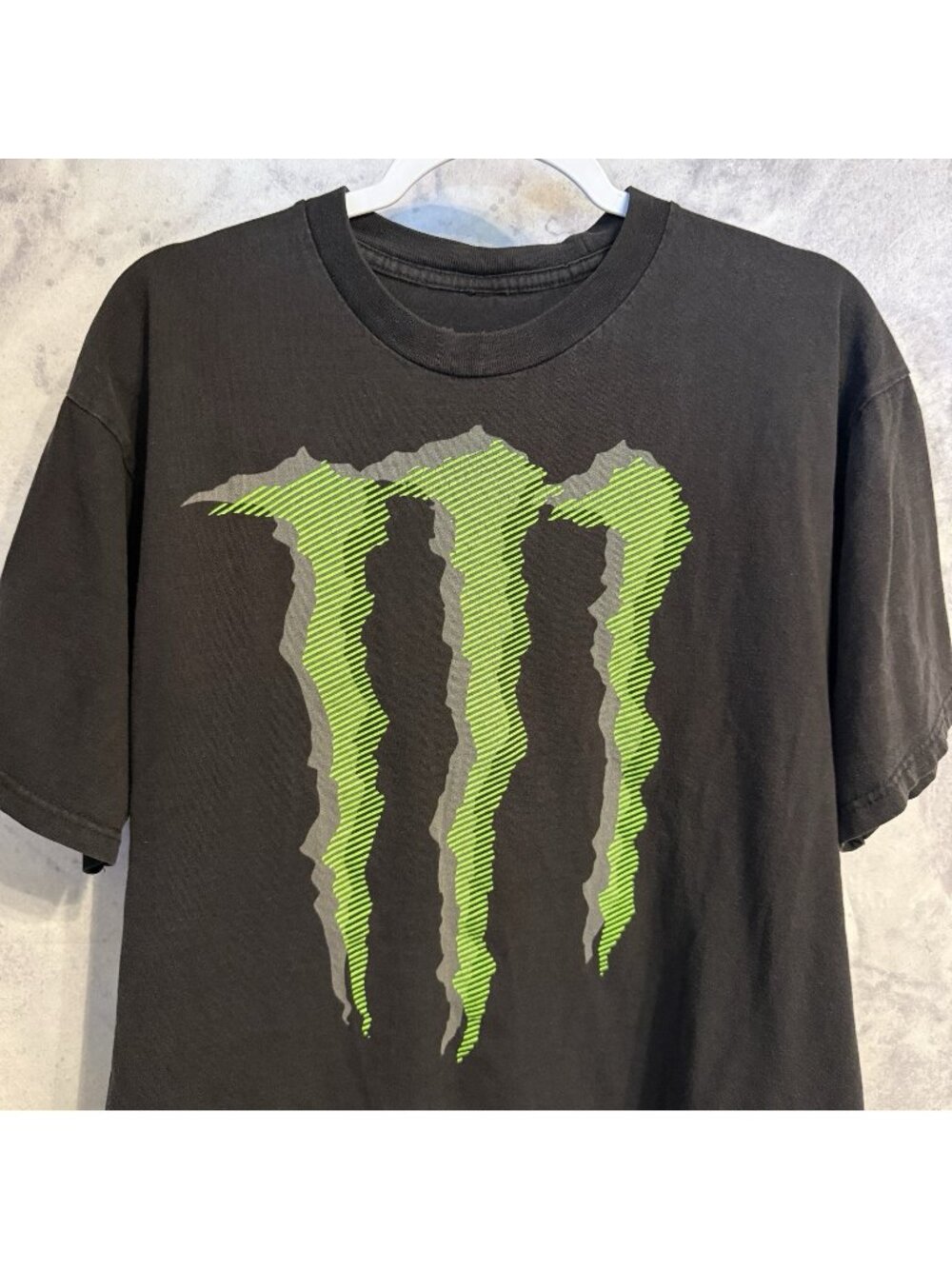 Monster Energy Drink Promo T-Shirt Mens Large L Black Neon Green Graphic Tee